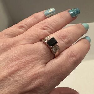 Dark Blue/Almost Black Statement Ring in Gold Tone